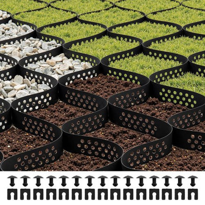 Gravel Grid, 2 Inch Depth, 16.4 x 6.5 FT / 5000 x 1980 mm, 1880 LBS Per Sq ft Grass Ground Retainer, Permeable Geo Grids Driveway Stabilization, for Garden, Patio, Walkway, RV Parking Slopes