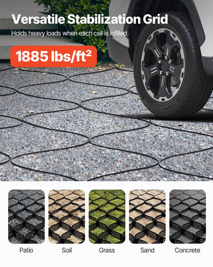 Gravel Grid, 2 Inch Depth, 16.4 x 6.5 FT / 5000 x 1980 mm, 1880 LBS Per Sq ft Grass Ground Retainer, Permeable Geo Grids Driveway Stabilization, for Garden, Patio, Walkway, RV Parking Slopes