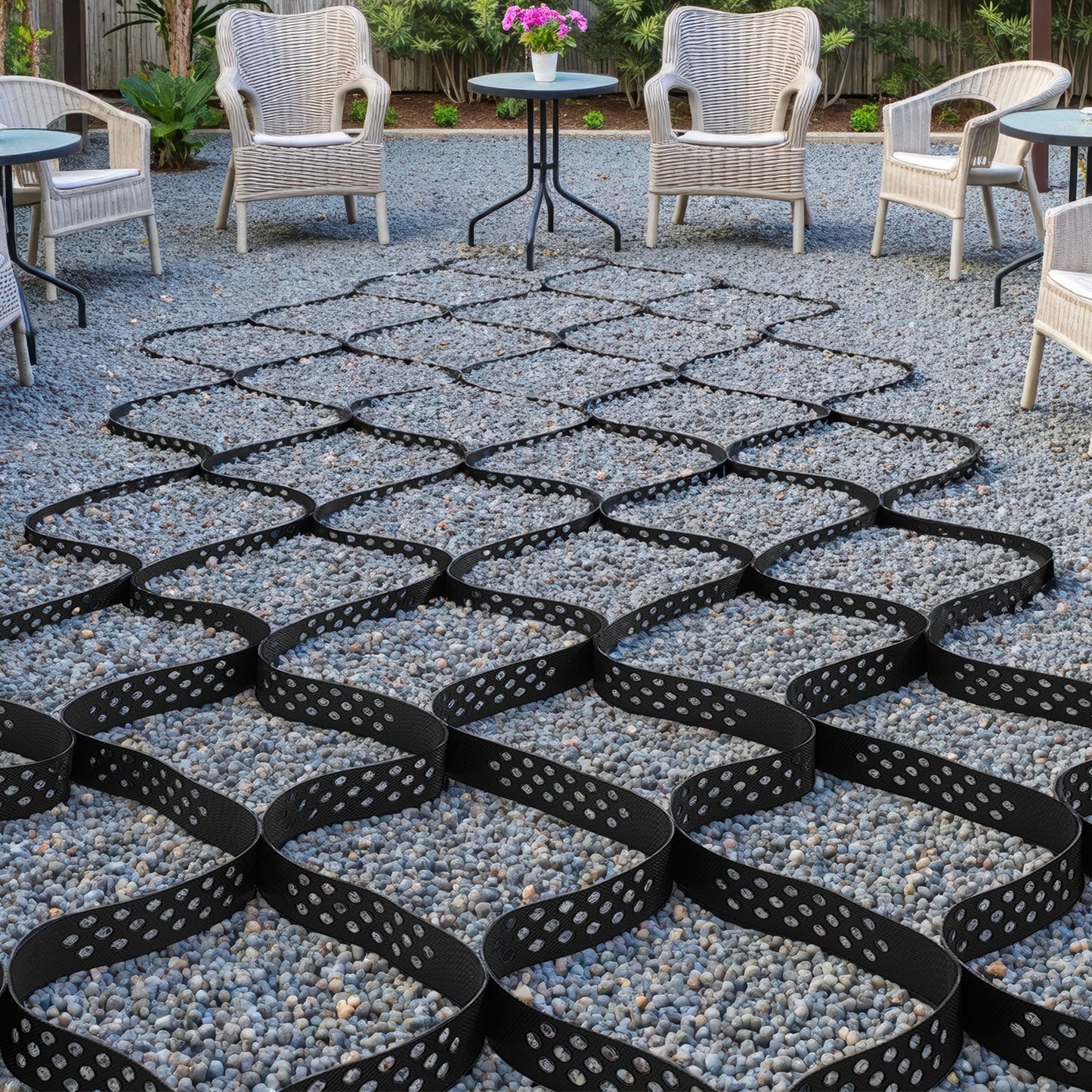 Gravel Grid, 2 Inch Depth, 16.4 x 6.5 FT / 5000 x 1980 mm, 1880 LBS Per Sq ft Grass Ground Retainer, Permeable Geo Grids Driveway Stabilization, for Garden, Patio, Walkway, RV Parking Slopes
