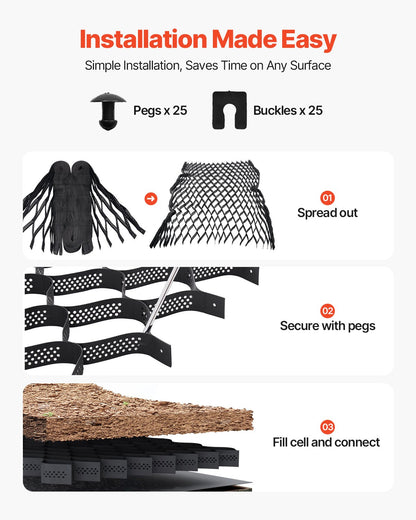 Kiesgitter, 7,6 cm Tiefe, 7600 x 2900 mm, 853 kg/m², durchlässiges Geogitter zur Stabilisierung von Einfahrten, für Gärten, Terrassen, Gehwege und Wohnmobil-Parkplätze