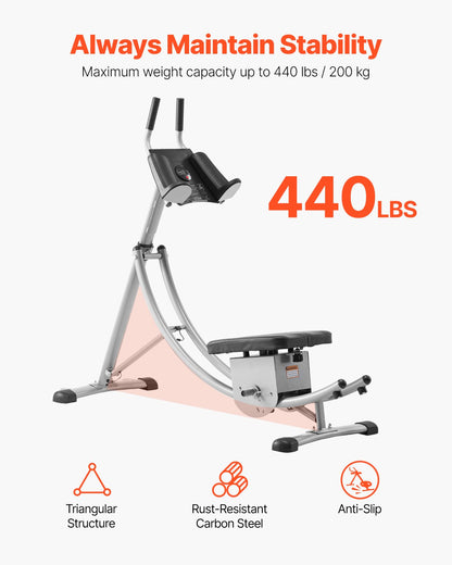 AB Workout Machine, Ab Workout Equipment at Home Gym, Core & Abdominal Trainers for Women, 440 lbs Weight Capacity Strength Training Ab Cruncher, Foldable Adjustable Fitness Exerciser