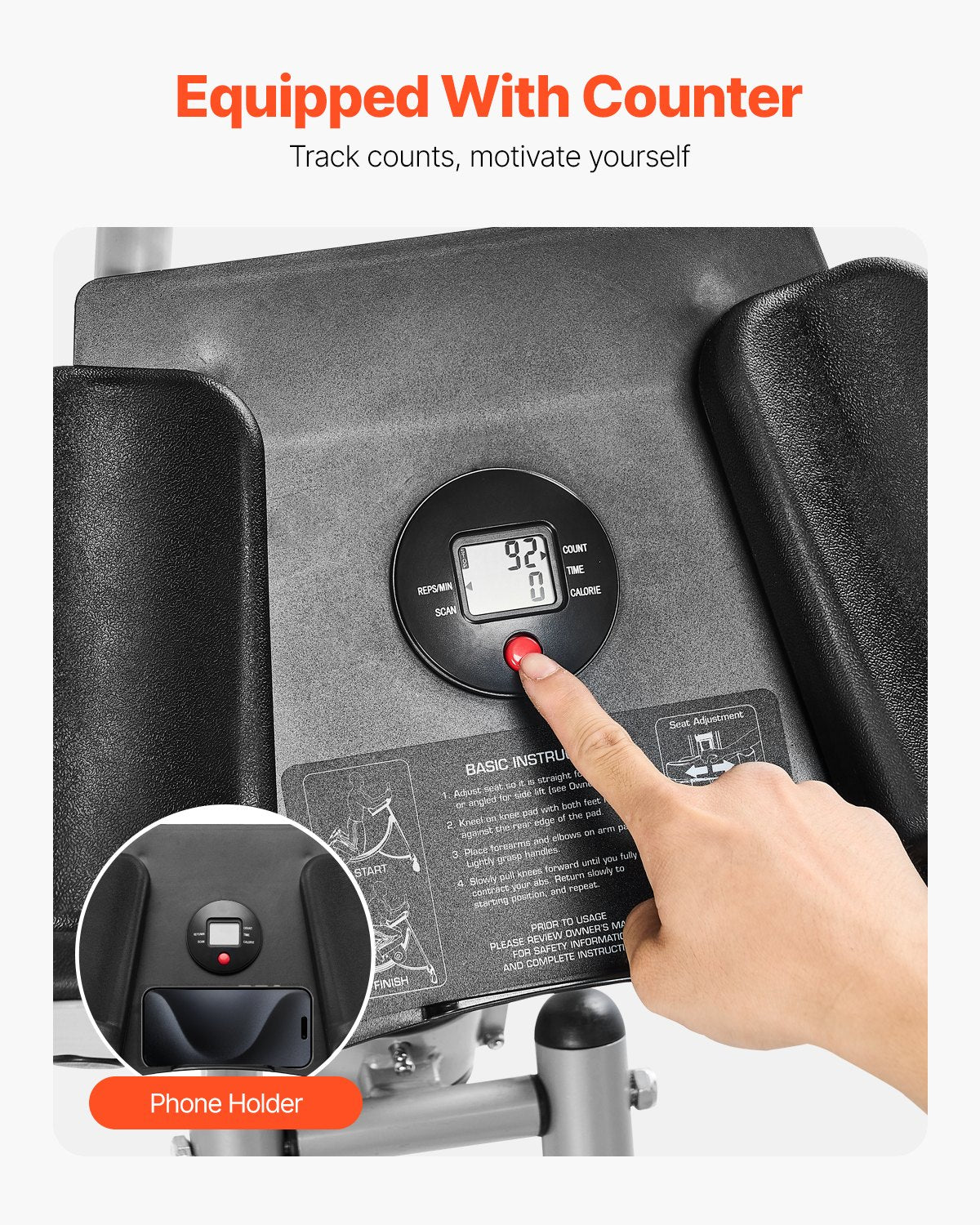 AB Workout Machine, Ab Workout Equipment at Home Gym, Core & Abdominal Trainers for Women, 440 lbs Weight Capacity Strength Training Ab Cruncher, Foldable Adjustable Fitness Exerciser