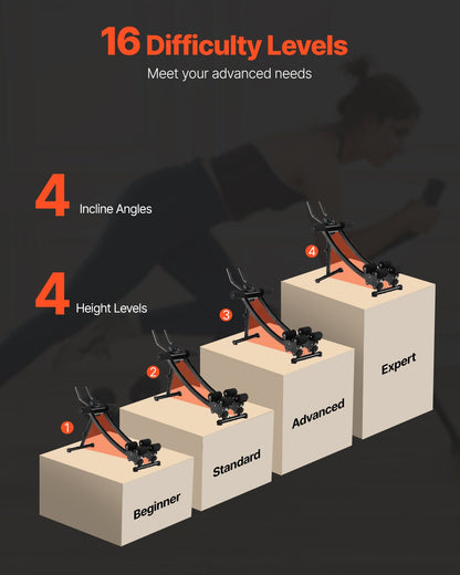 AB Workout Machine, Dual-track Ab Workout Equipment at Home Gym, Core & Abdominal Trainers for Women, 440 lbs Weight Capacity Strength Training Ab Cruncher, Foldable Adjustable Fitness Exerciser