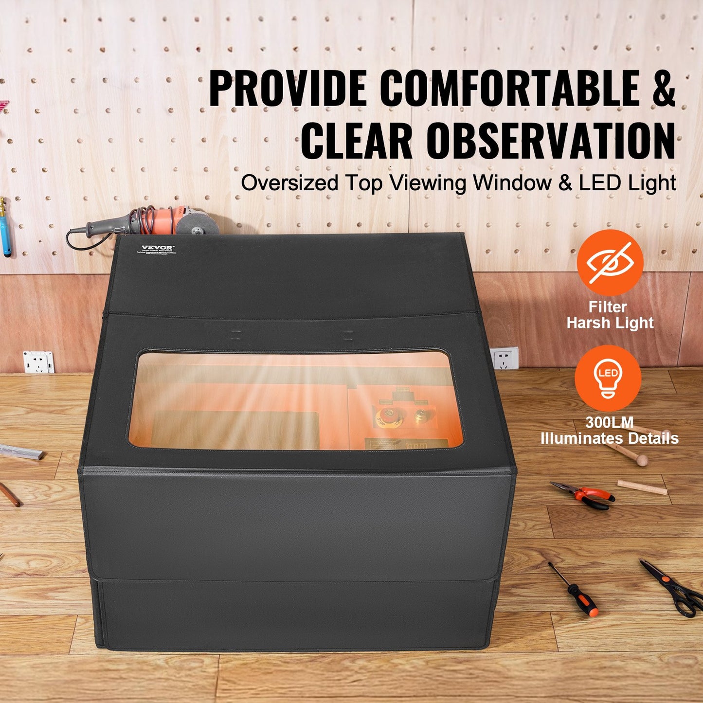 Laser Engraver Enclosure, 800 x 800 x 500 mm(31.5 x 31.5 x 19.6"), Flame Retardant and Fireproof Protective Cover, with Exhaust Fan and Pipe, Insulates Smoke, Noise and Eye Protection, Fits for Most Laser Engraver