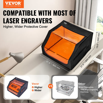 Laser Engraver Enclosure, 800 x 800 x 500 mm(31.5 x 31.5 x 19.6"), Flame Retardant and Fireproof Protective Cover, with Exhaust Fan and Pipe, Insulates Smoke, Noise and Eye Protection, Fits for Most Laser Engraver