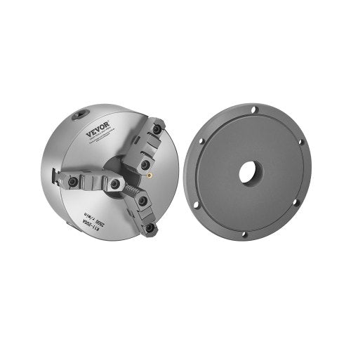 3-Jaw Lathe Chuck, 8 Inch (200 mm), Self-Centering Chuck with 2 1/4 in-8 Threaded Backing Plate, 0.16-7.87 in (4-200 mm) Clamping Range with T-wrench Screws, HT300 Material, for Wood Metal Lathe