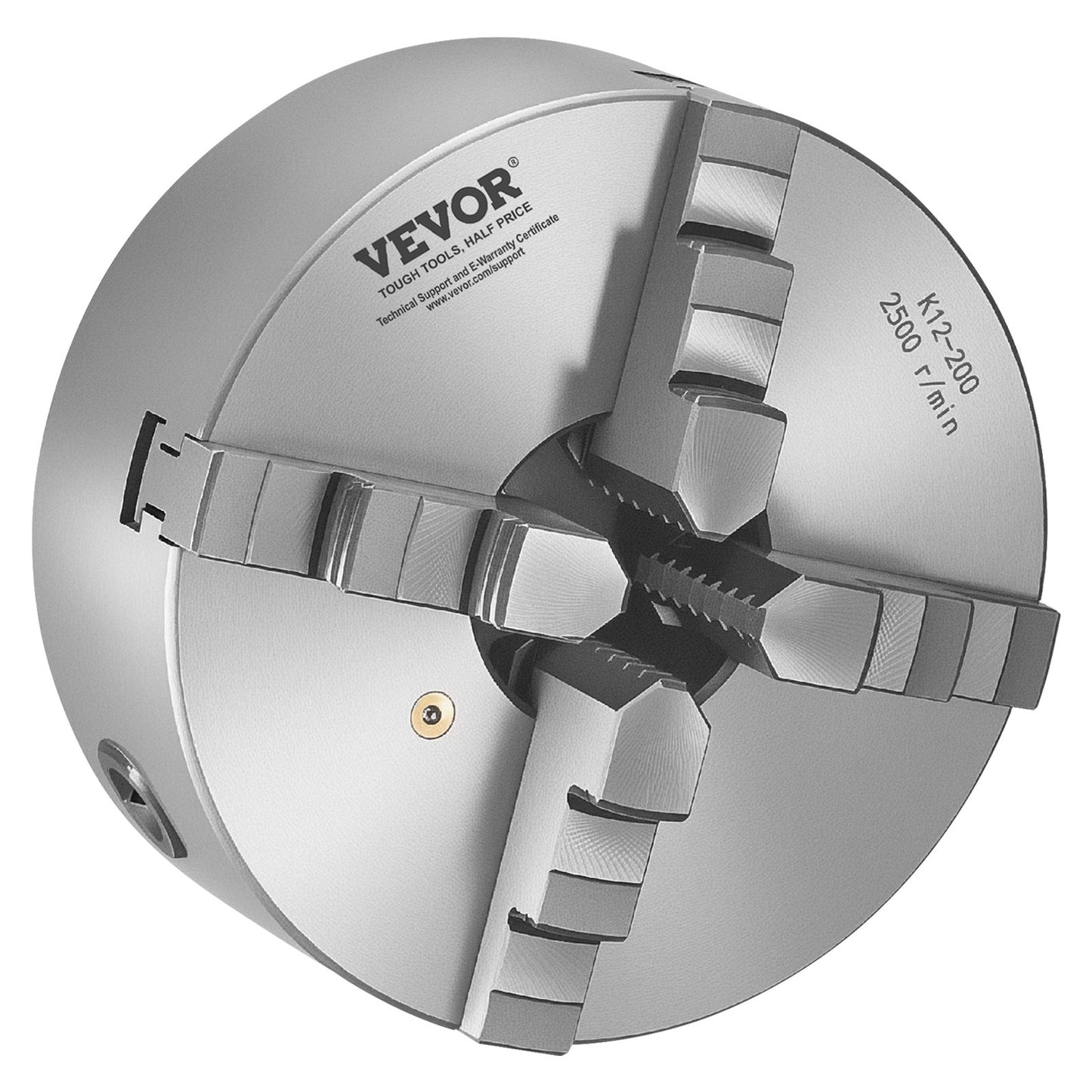 4-Jaw Lathe Chuck, 8 Inch (200 mm), Self-Centering Chuck with 1 1/2 in-8 Threaded Backing Plate, 0.16-7.87 in (4-200 mm) Clamping Range with T-wrench Screws, HT300 Material, for Wood Metal Lathe