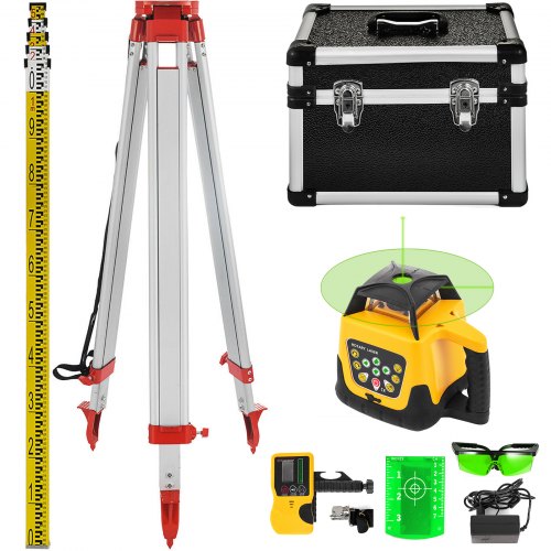 Rotary Green Laser Kit 500M+1.65M Aluminum Tripod+5M Laser Level Staff