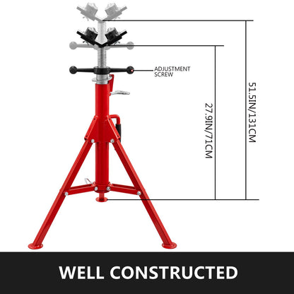 Pipe Jack Stand With 2-Ball Transfer V-Head and Folding Legs 1134 kg Adjustable Height 71.1 cm to 130.8 cm 1107A-type