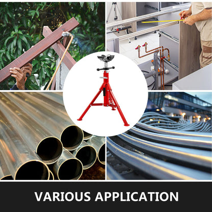 Pipe Jack Stand With 2-Ball Transfer V-Head and Folding Legs 1134 kg Adjustable Height 71.1 cm to 130.8 cm 1107A-type