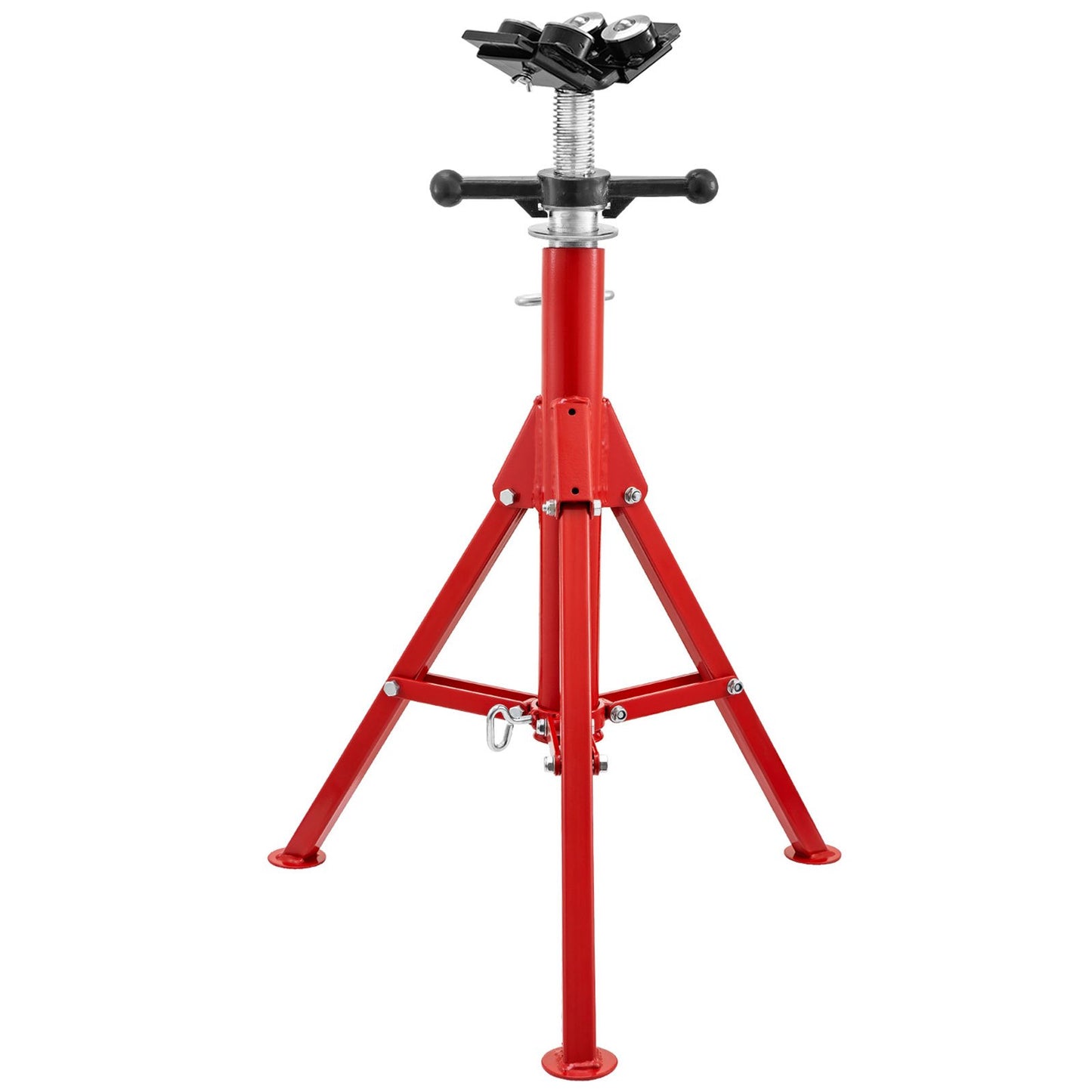 Pipe Jack Stand, Model V-Head 1107A Head High Folding Pipe Stand, Steel Jack Stands, 2 Ton Capacity Pipe Stand, 28-inch to 51.5-inch Pipe Jack Stand with 4-Ball Transfer