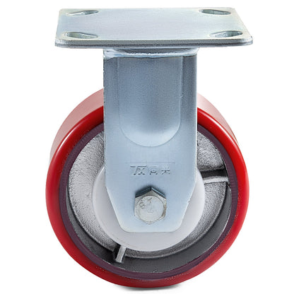 4 Pack 15.24 x 5.08 cm Caster Wheels 2 Rigid and 2 Swivel Casters with Side Brake Polyurethane Iron Core Plate 453.59 kg Capacity Per Wheel