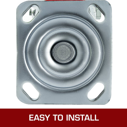 4 Pack 15.24 x 5.08 cm Caster Wheels 2 Rigid and 2 Swivel Casters with Side Brake Polyurethane Iron Core Plate 453.59 kg Capacity Per Wheel