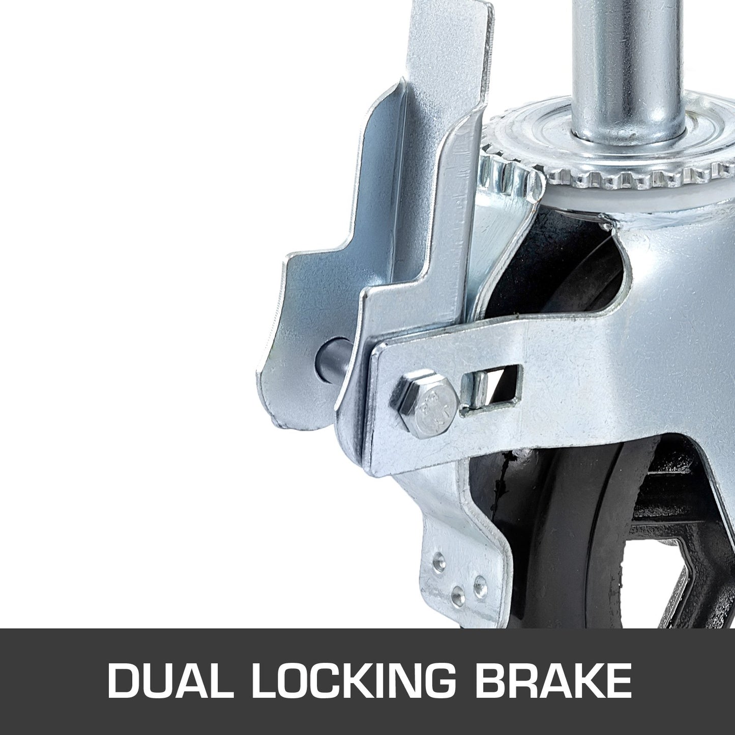 4 Pack 8 Inch Iron Core Polyurethane Swivel Caster With Dual Locking Brake Adjustable Legs 1100LBS Capacity per Wheel