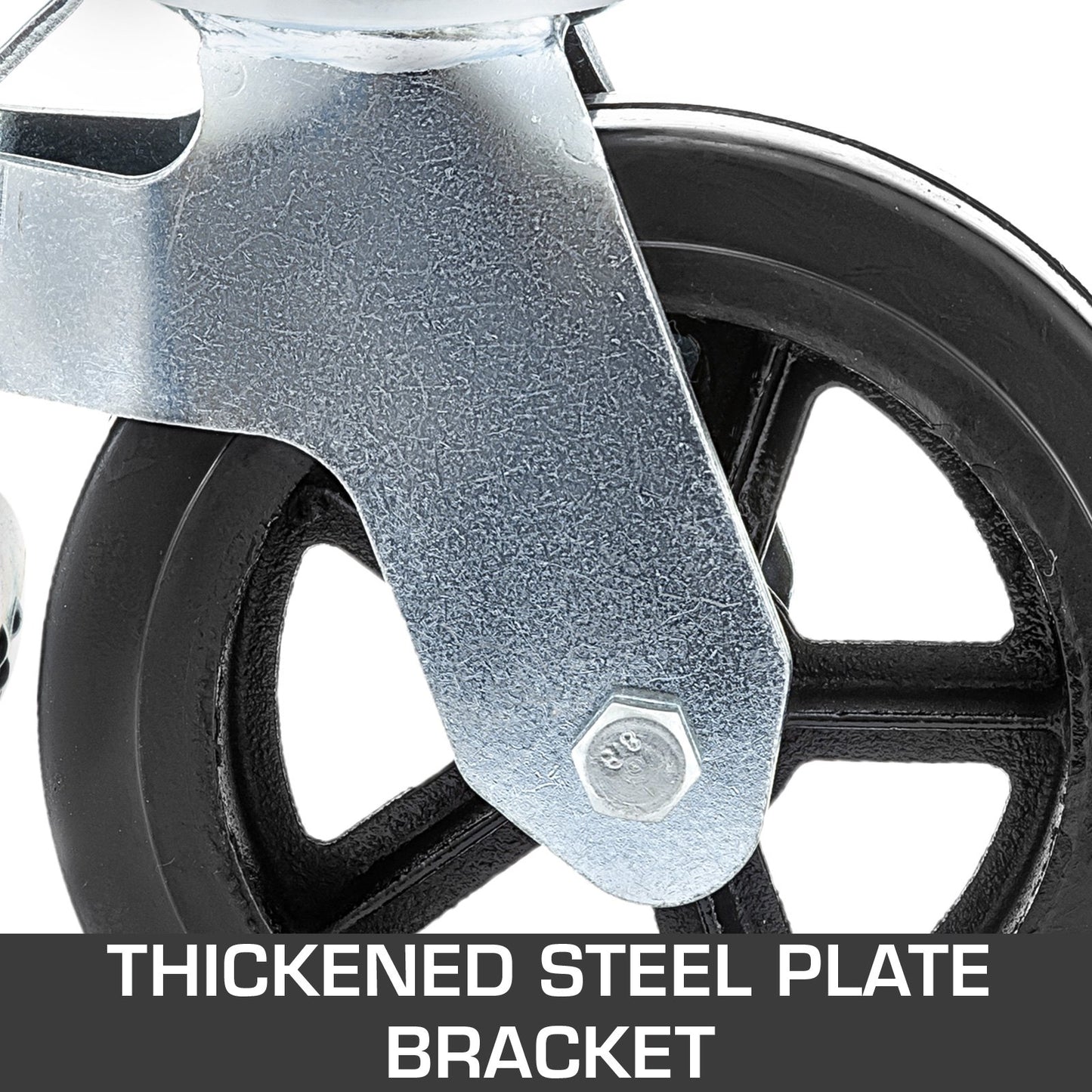 4 Pack 8 Inch Iron Core Polyurethane Swivel Caster With Dual Locking Brake Adjustable Legs 1100LBS Capacity per Wheel