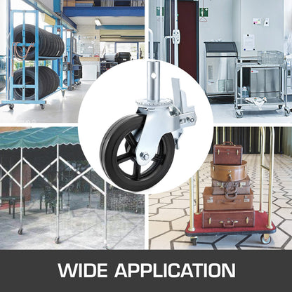 4 Pack 8 Inch Iron Core Polyurethane Swivel Caster With Dual Locking Brake Adjustable Legs 1100LBS Capacity per Wheel