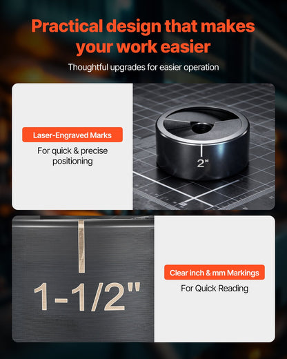 Knockout Punch Set, 12.7 to 50.8mm SLUG-Buster Ratchet Knockout Set, Ratchet Wrench Knockouts Punch Sets for Aluminum, Mild steel, Fiberglass, Plastics, 6 Die Sizes, 40Cr Steel Ko Tool Kit