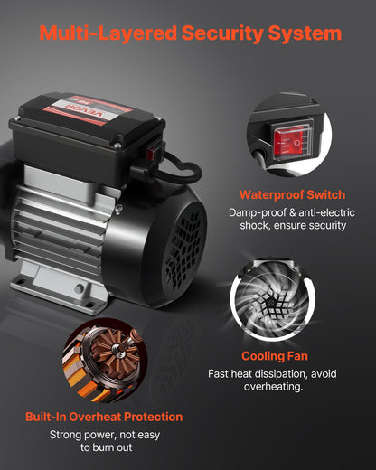 Oil Transfer Pump 230V, 16 GPM 60 L/min, AC Electric Fuel Transfer Pump for Diesel Kerosene Biodiesel, 8 ft/2.4 m Max Suction Lift, 45 ft/13.7 m Max Lift, for Vehicles, Construction Sites, Farms