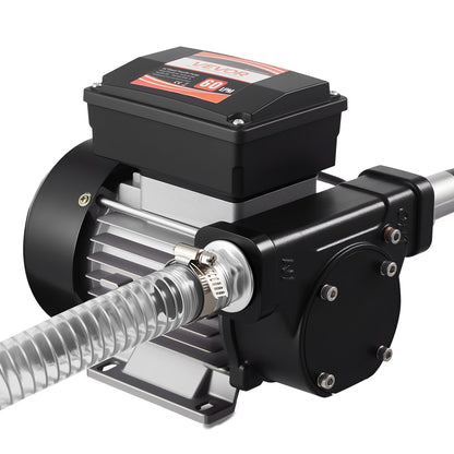 Fuel Transfer Pump 230V, 16 GPM 60 L/min, AC Electric Oil Transfer Pump for Diesel Kerosene Biodiesel, with Auto Fuel Nozzle & 2 Hoses, 45 ft/13.7 m Max Lift, for Vehicles, Construction Sites
