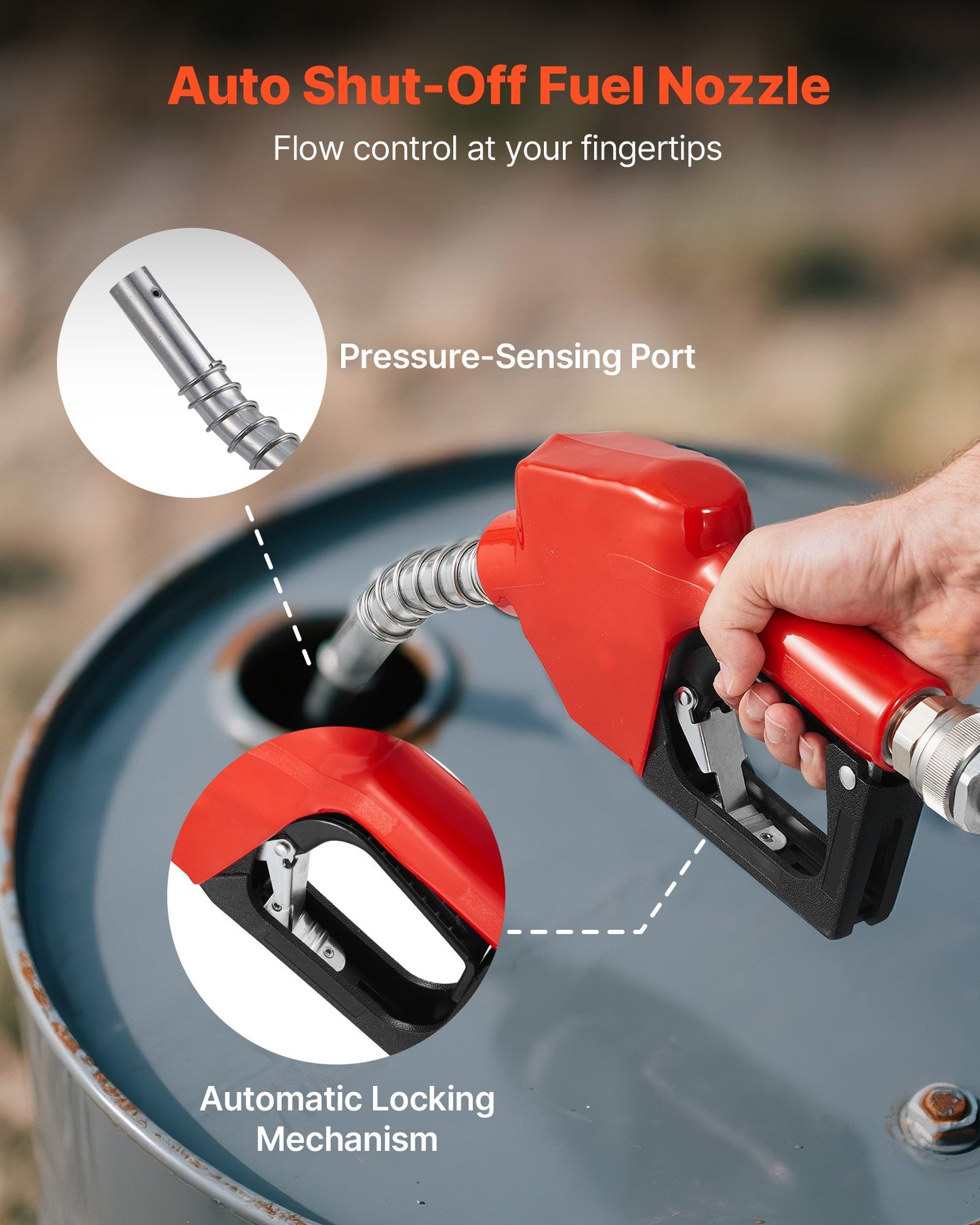 Fuel Transfer Pump 230V, 16 GPM 60 L/min, AC Electric Oil Transfer Pump for Diesel Kerosene Biodiesel, with Meter, Auto Fuel Nozzle & 2 Hoses, 45 ft/13.7 m Lift, for Vehicles, Construction Sites