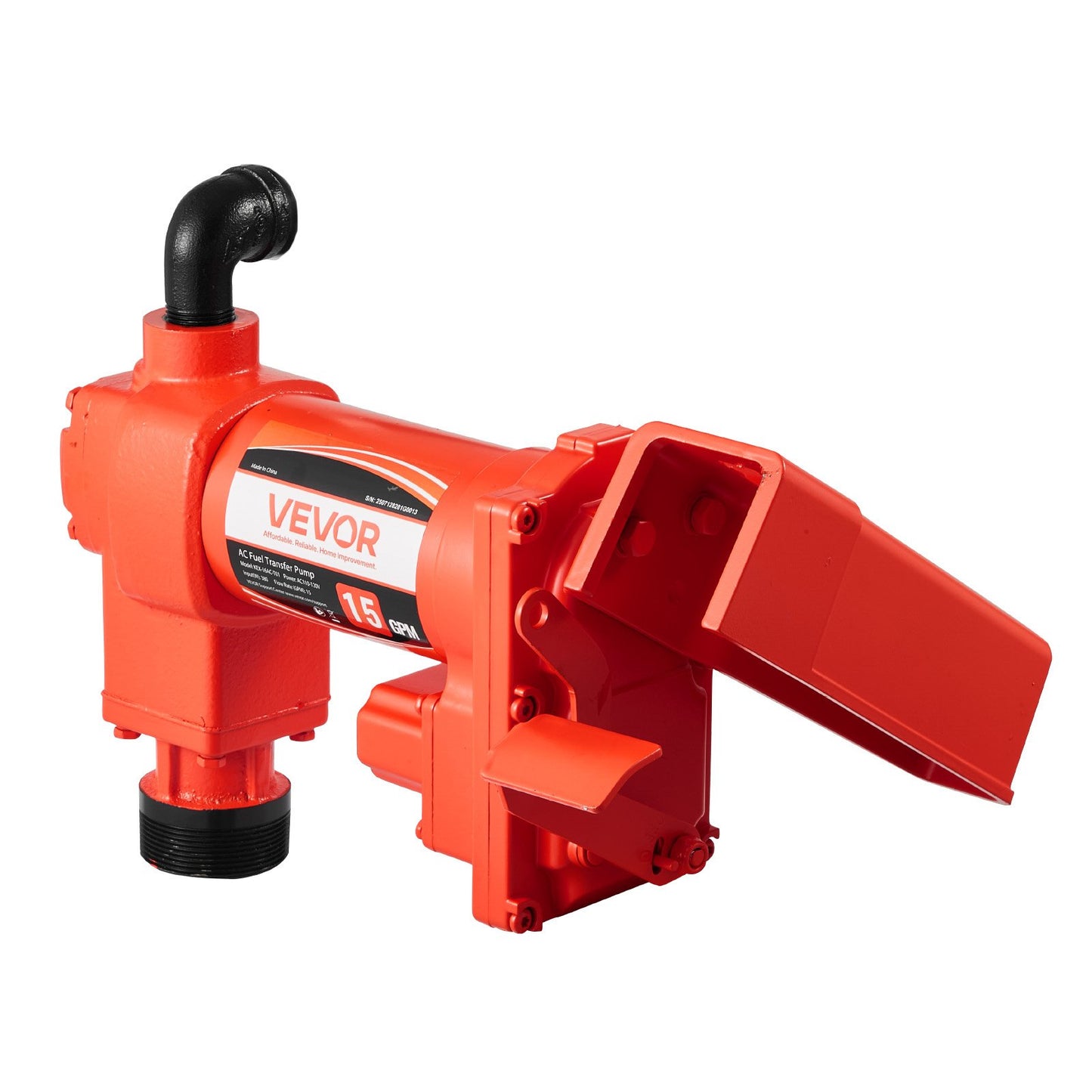 Fuel Transfer Pump 230V, 15 GPM 57 L/min, AC Electric Oil Transfer Pump, 8 ft/2.4 m Max Suction Lift, 37 ft/11.28 m Max Lift, Overheat Protection, for Gasoline Diesel Kerosene Biodiesel Ethanol