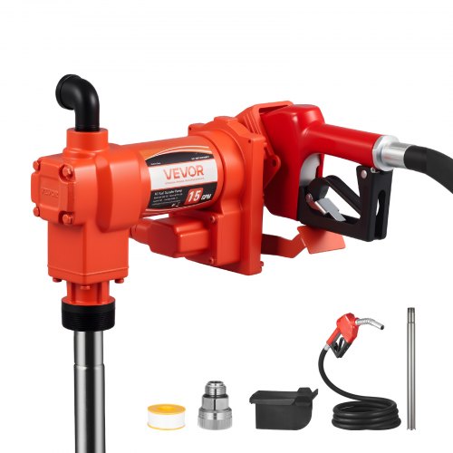 Fuel Transfer Pump 230V, 15 GPM 57 L/min, AC Electric Oil Transfer Pump, with Auto Shut-Off Fuel Nozzle & Discharge Hose, High Flow Kit for Gasoline, Diesel, Kerosene, Biodiesel, Ethanol Blends