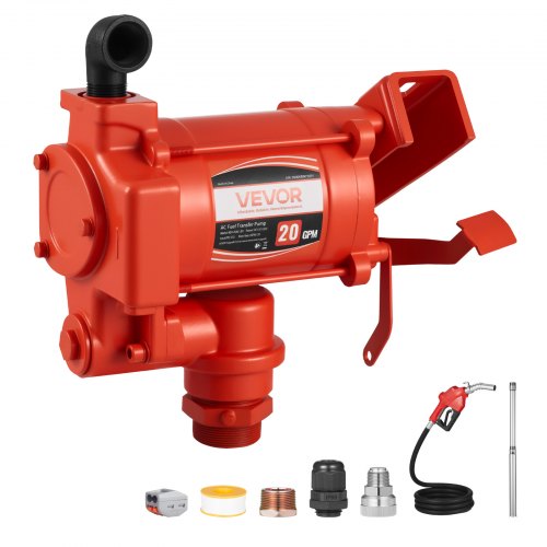 Fuel Transfer Pump 230V, 20 GPM 76 L/min, AC Electric Oil Transfer Pump, with Auto Shut-Off Fuel Nozzle & Discharge Hose, High Flow Kit for Gasoline, Diesel, Kerosene, Biodiesel, Ethanol Blends