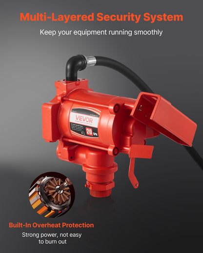 Fuel Transfer Pump 230V, 20 GPM 76 L/min, AC Electric Oil Transfer Pump, with Auto Shut-Off Fuel Nozzle & Discharge Hose, High Flow Kit for Gasoline, Diesel, Kerosene, Biodiesel, Ethanol Blends