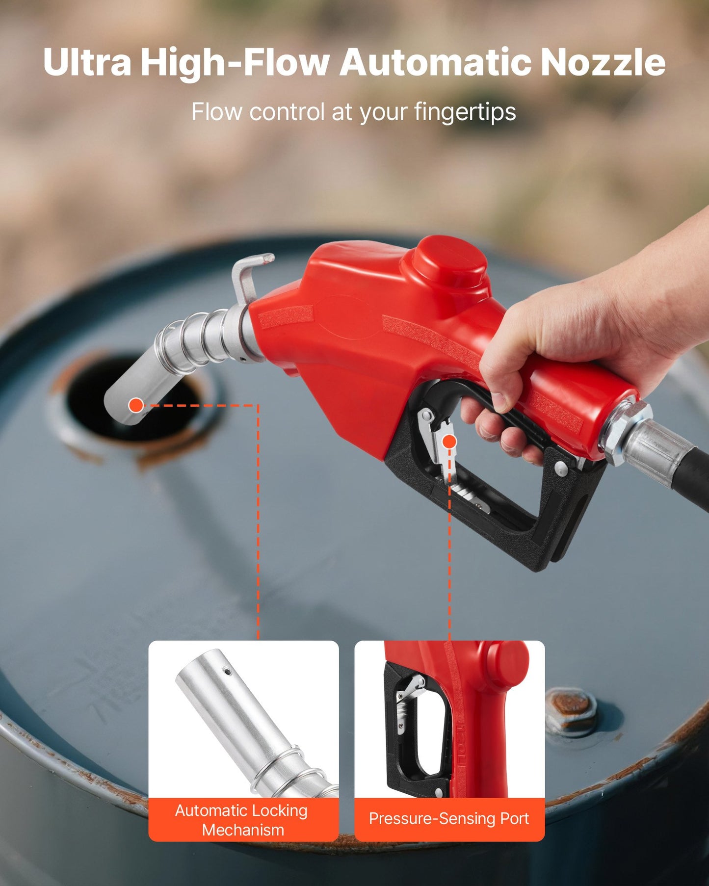 Fuel Transfer Pump 230V, 20 GPM 76 L/min, AC Electric Oil Transfer Pump, with Meter, Auto Shut-Off Fuel Nozzle & Discharge Hose, High Flow for Gasoline, Diesel, Kerosene, Biodiesel, Ethanol