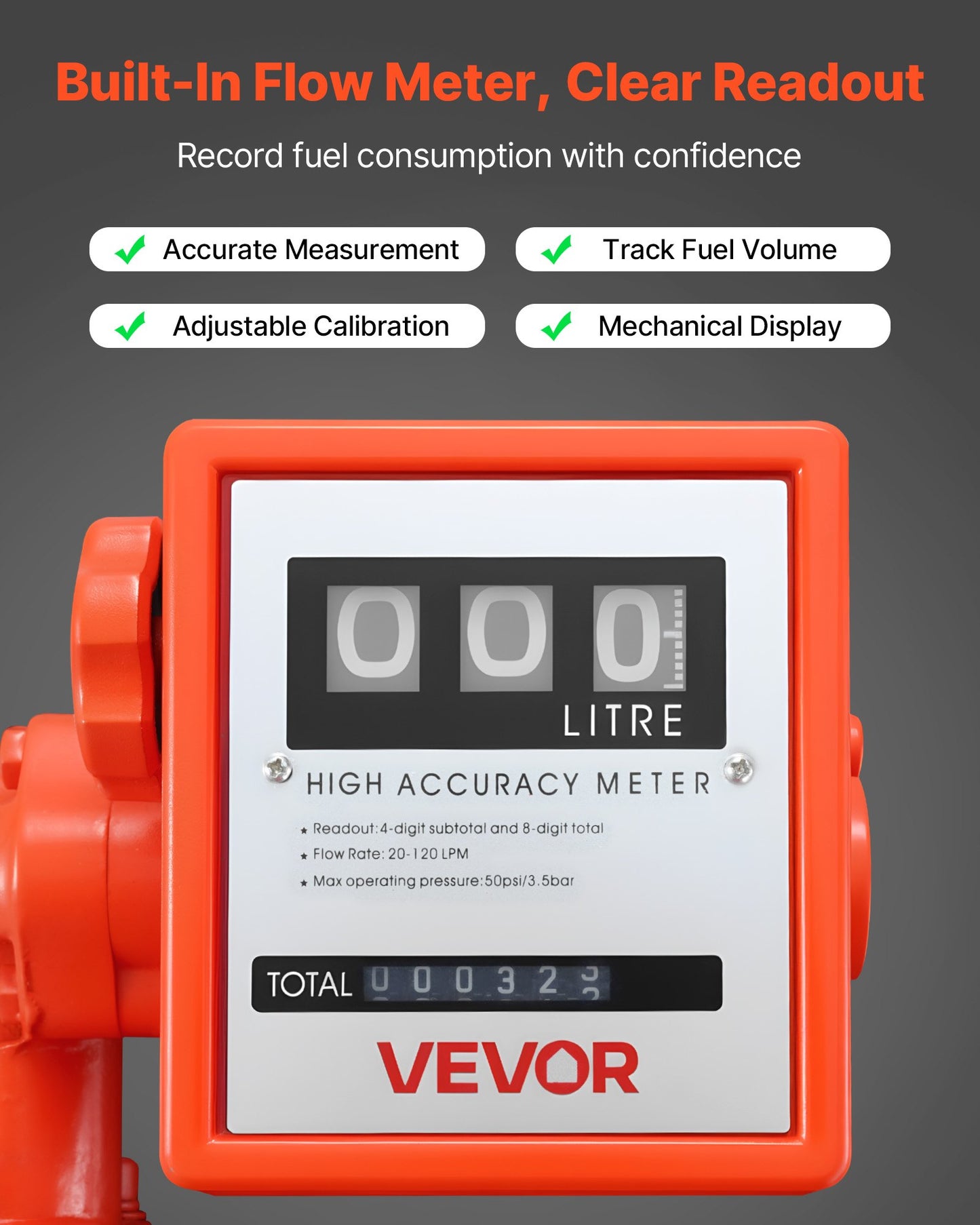 Fuel Transfer Pump 230V, 20 GPM 76 L/min, AC Electric Oil Transfer Pump, with Meter, Auto Shut-Off Fuel Nozzle & Discharge Hose, High Flow for Gasoline, Diesel, Kerosene, Biodiesel, Ethanol