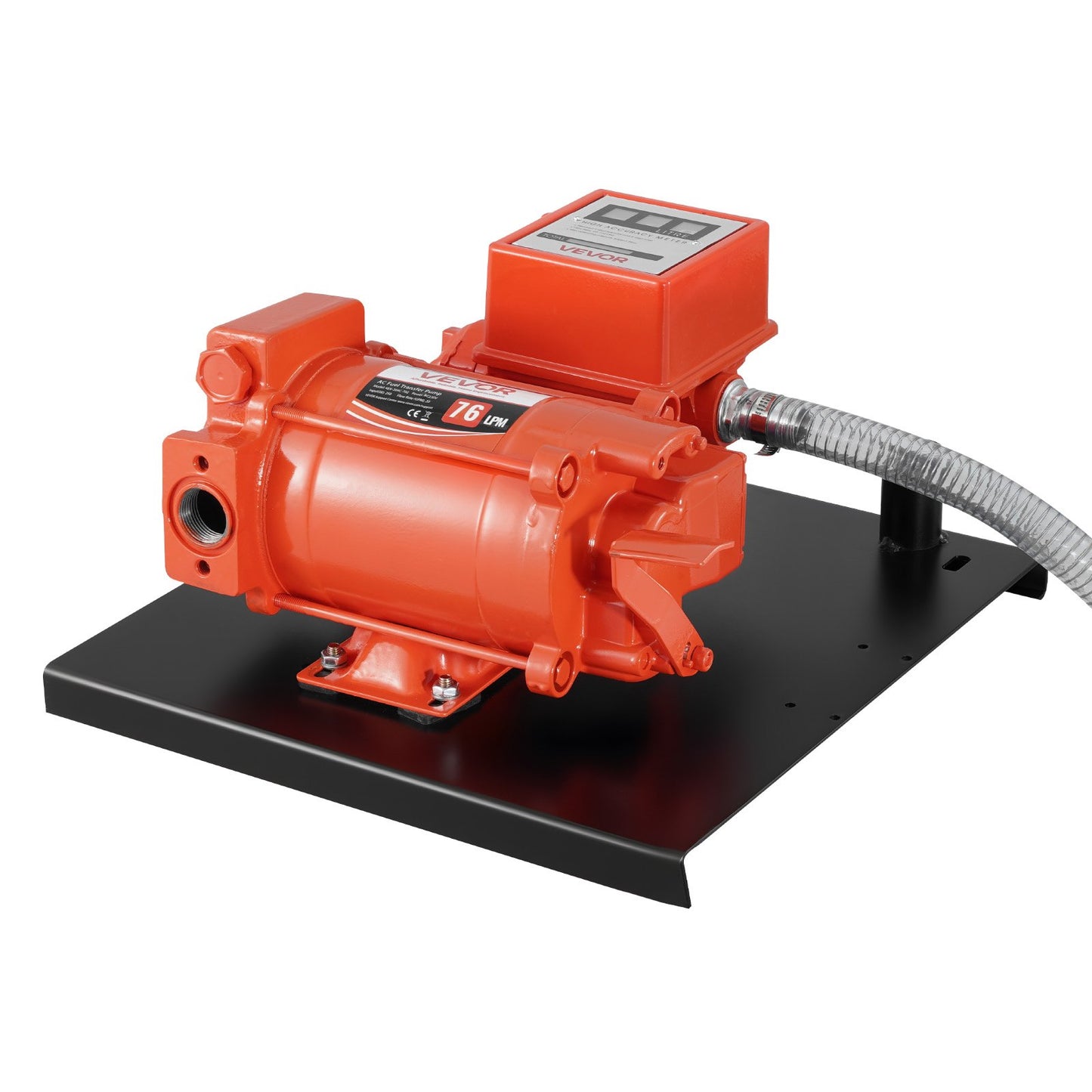 Fuel Transfer Pump 230V, 20 GPM 76 L/min, AC Electric Oil Transfer Pump, with Meter, Auto Shut-Off Fuel Nozzle & Discharge Hose, High Flow for Gasoline, Diesel, Kerosene, Biodiesel, Ethanol