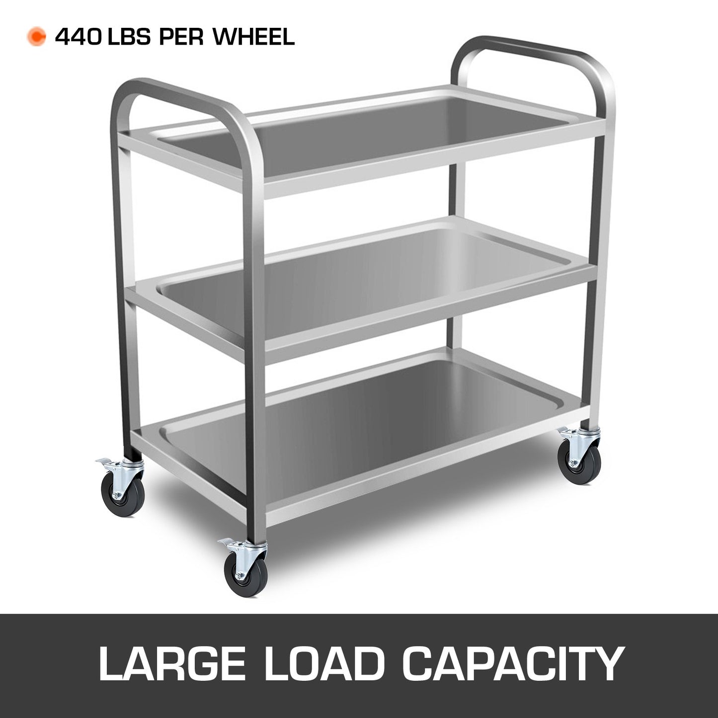 4er-Pack 12,7 cm (5 Zoll) Schwerlast-Gerüstlenkrollen aus Gummi mit doppelter Feststellbremse, 3,2 cm (1,25 Zoll) Vierkantschaft, Tragkraft 199,6 kg (440 lbs) pro Rolle