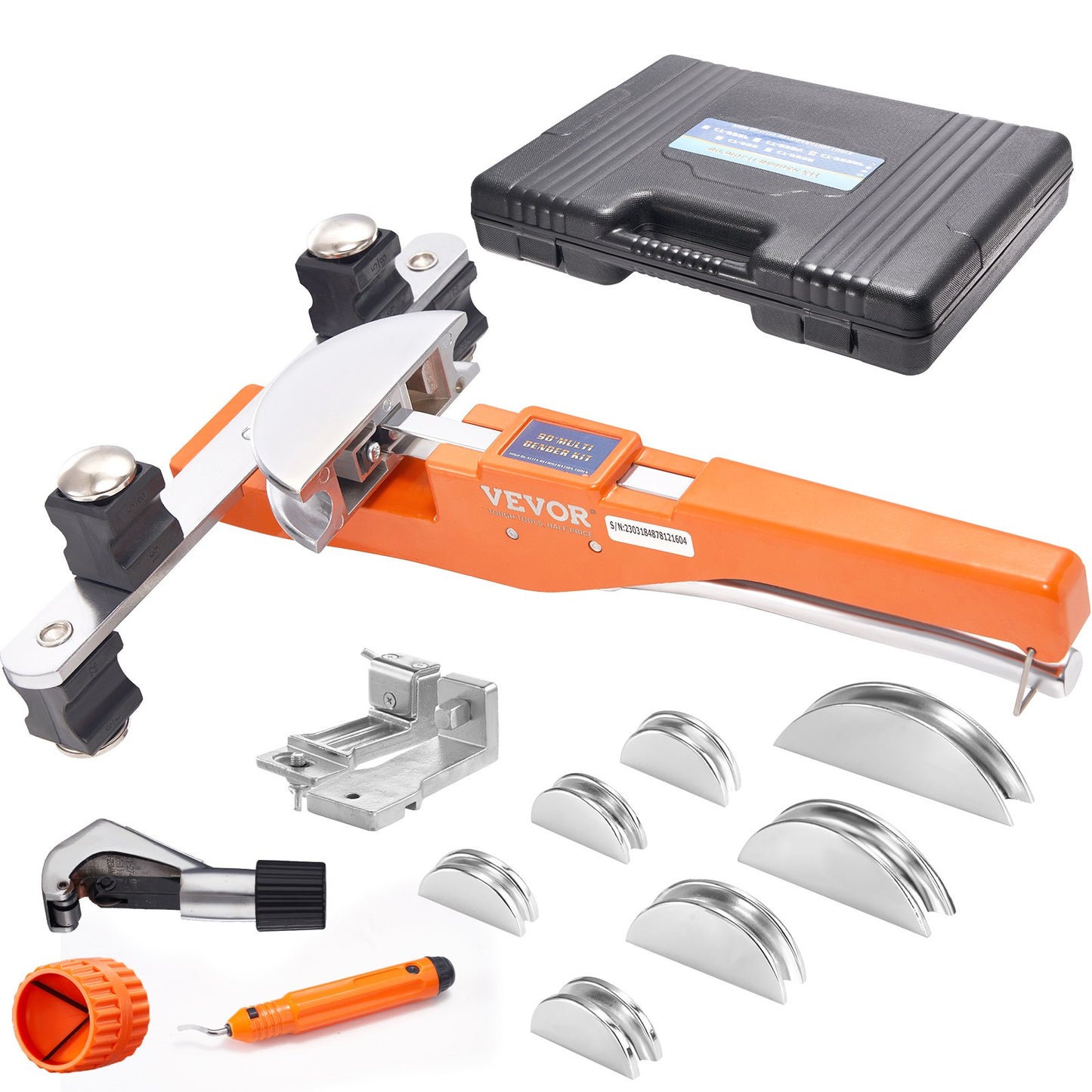 Pipe Tube Bender, 6.4mm-22.2mm Ratcheting Tubing Benders, 90° Forward/Reverse Pipes Bending Tools with 7 Dies for HVAC Air Conditioning Refrigerator Repair