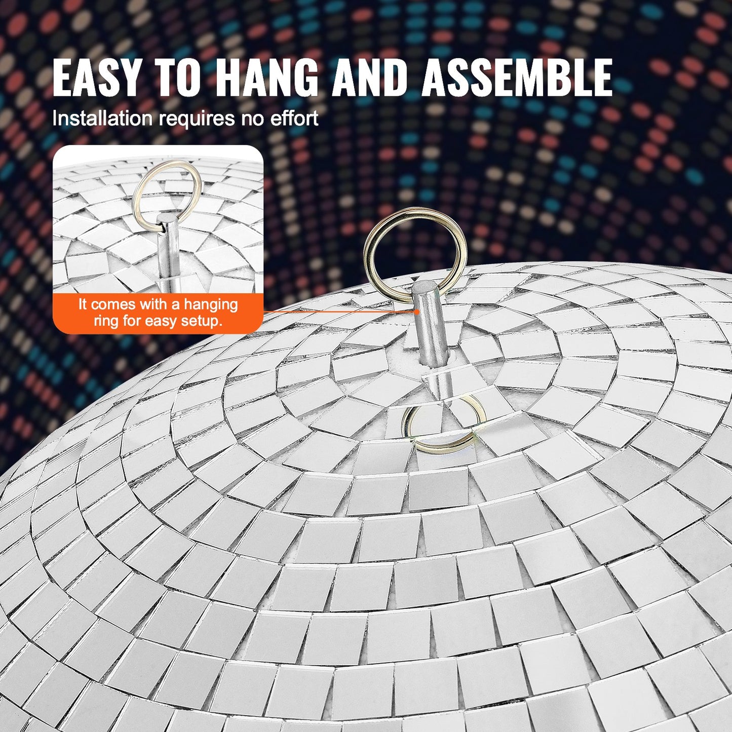 Mirror Disco Ball, 12 Inch Mirror Ball with Hanging Ring, Lightning Disco Ball Party Decorations, Ideal for DJ Club, Stage, Wedding, Birthday, Christmas, New Years Celebration