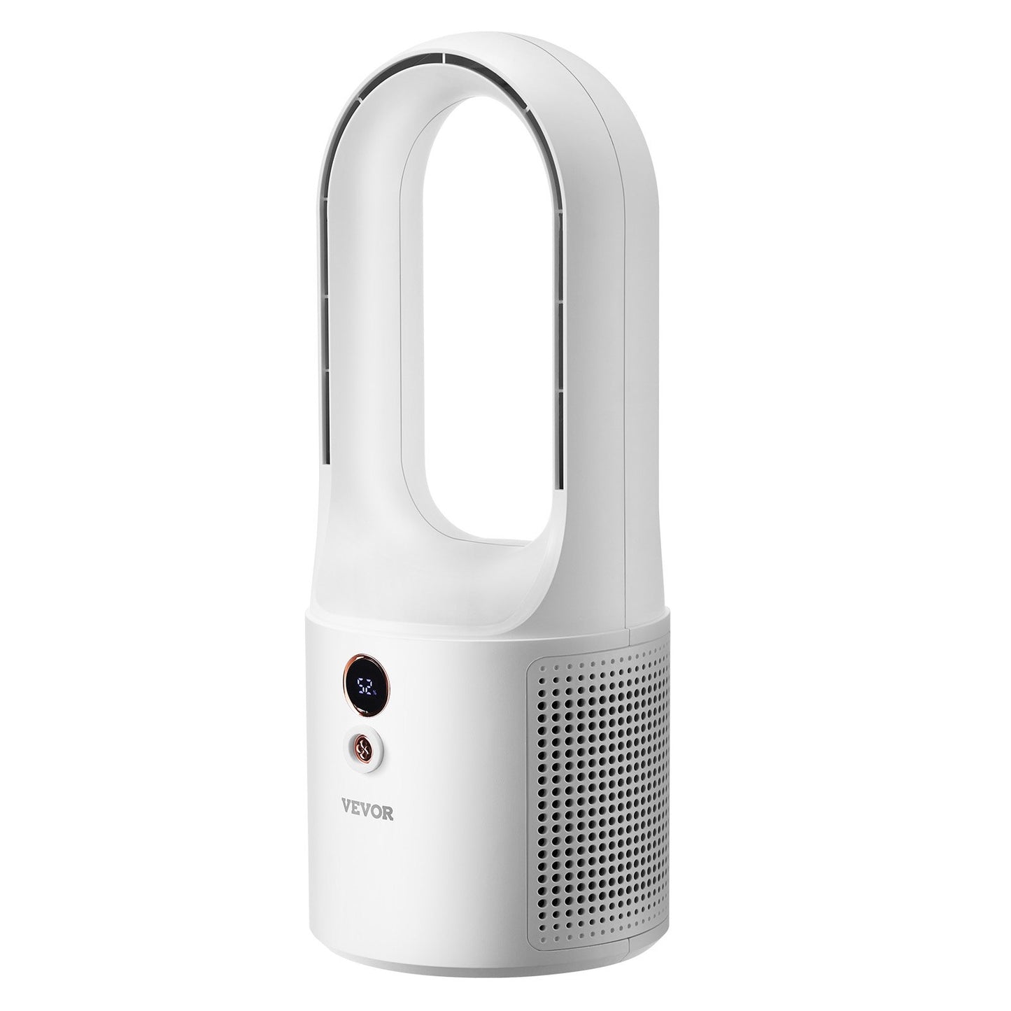 Tragbarer Tischventilator ohne Rotorblätter, 33 cm (12,99 Zoll), 6 Geschwindigkeitsstufen, USB-Anschluss, leise Kühlung, kleiner Turmventilator mit Akku, leicht zu reinigen und kinderfreundlich, sorgt für kühle Luft in Schlafzimmer, Büro und Zuhause.