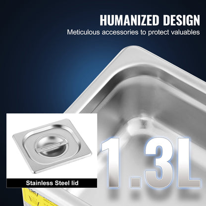 Professional Ultrasonic Cleaner, 0.3 L Ultrasonic Jewelry Cleaner with Digital Timer & Heater, Stainless Steel Industrial Sonic Cleaner 40kHz for Glasses, Watches, Rings, Small Parts