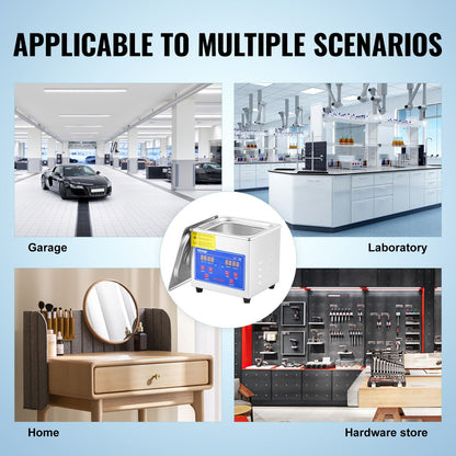 Professional Ultrasonic Cleaner, 0.3 L Ultrasonic Jewelry Cleaner with Digital Timer & Heater, Stainless Steel Industrial Sonic Cleaner 40kHz for Glasses, Watches, Rings, Small Parts