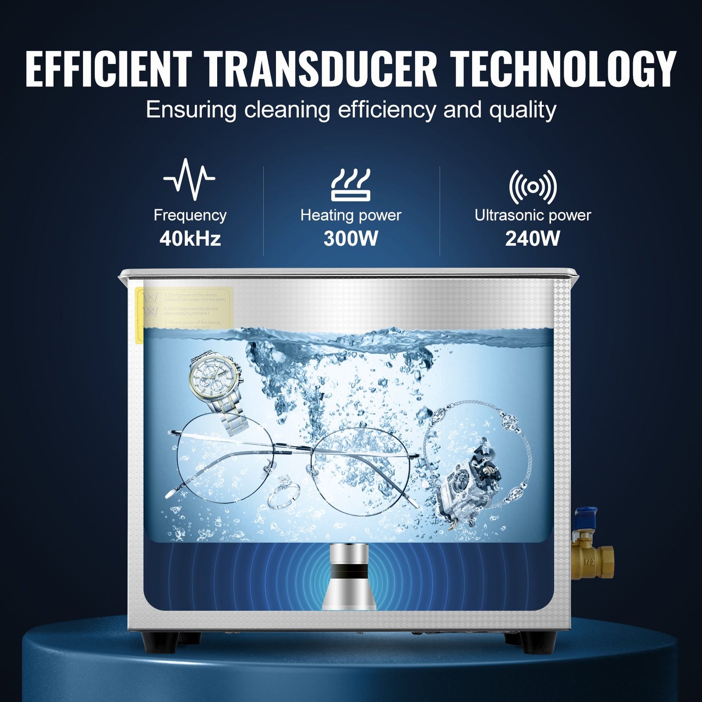 Professional Ultrasonic Cleaner, 10 L Ultrasonic Jewelry Cleaner with Digital Timer & Heater, Stainless Steel Industrial Sonic Cleaner 40kHz for Glasses, Watches, Rings, Small Parts