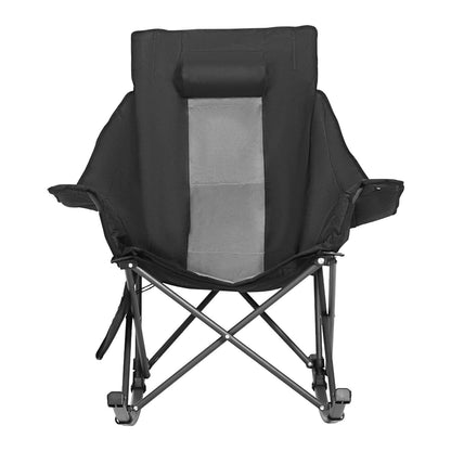 Heated Camping Chair, 3 Heating Settings, Large-Sized Padded Folding Rocker, Heavy Duty Outdoor Lawn Chairs with Pocket & Cupholder, Support 225lbs, Portable Heated Chair for Sports Winter Use