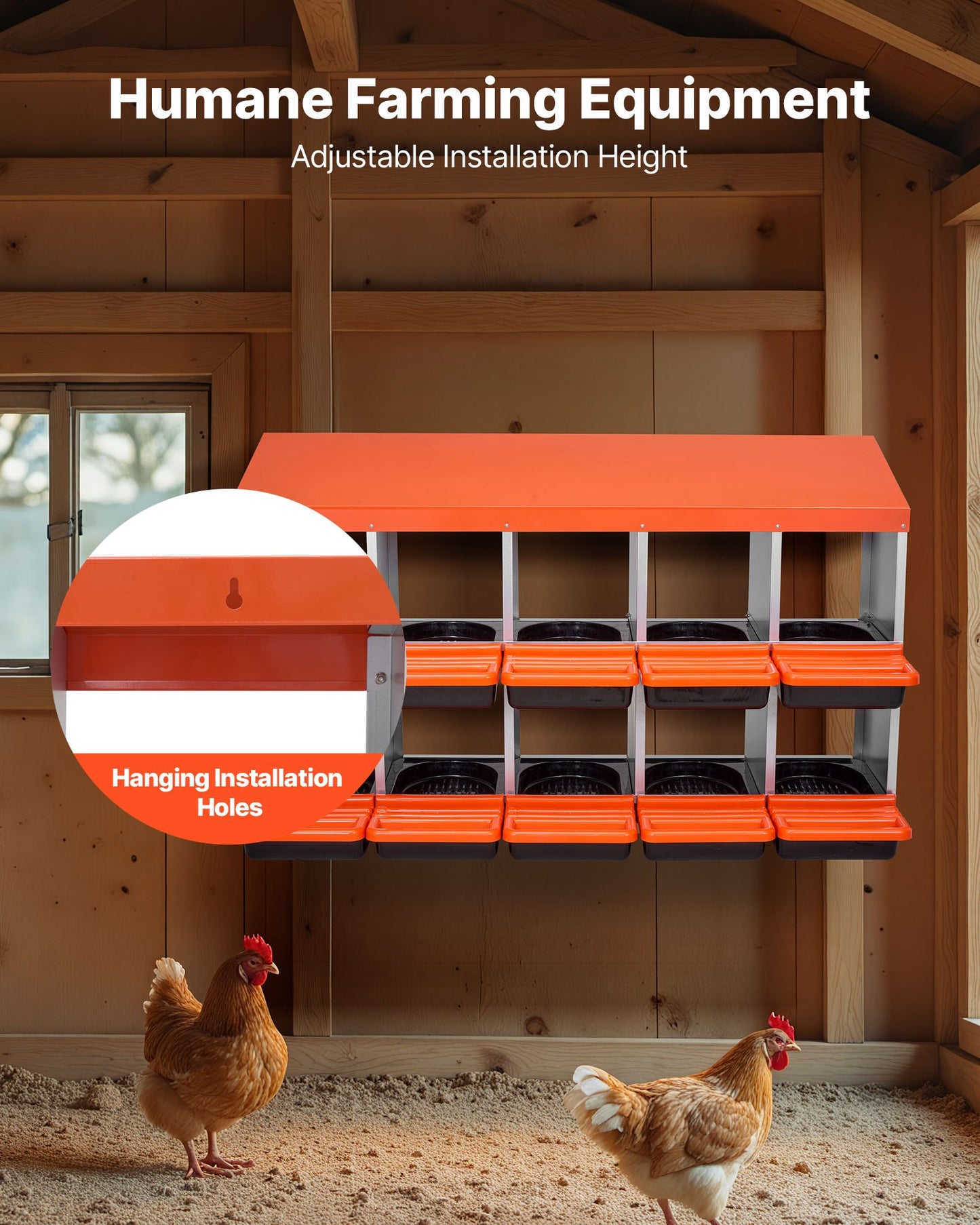 2 Tiers Chicken Nesting Boxes, 10 Compartments, Metal Egg Laying Boxes with Protective Collection Lids, Roll Out Nesting Box, Easy to Assemble, Ideal for Hens, Ducks, Chickens, and Other Poultry