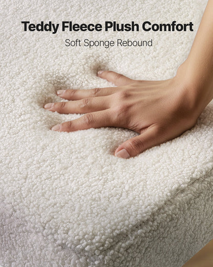 Boucle Dining Chairs Set of 4, Mid Century Modern Sherpa Accent Chairs, Upholstered Side Chair for Dining Table, Space-Saving White Kitchen Table Chair with Curved Backrest and Black Metal Legs