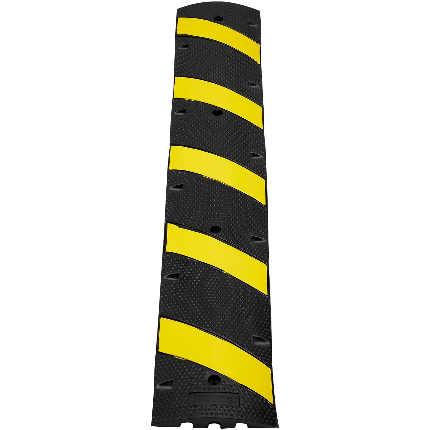 Rubber Speed Hump 183 x 30 x 4.5 cm, 2 Channel, 10000 kg Load Capacity Heavy Duty Traffic Speed Bump, with High Reflective Yellow Strip 4 Expansion Screws and 1 Drill, for Asphalt Concrete Gravel Roads