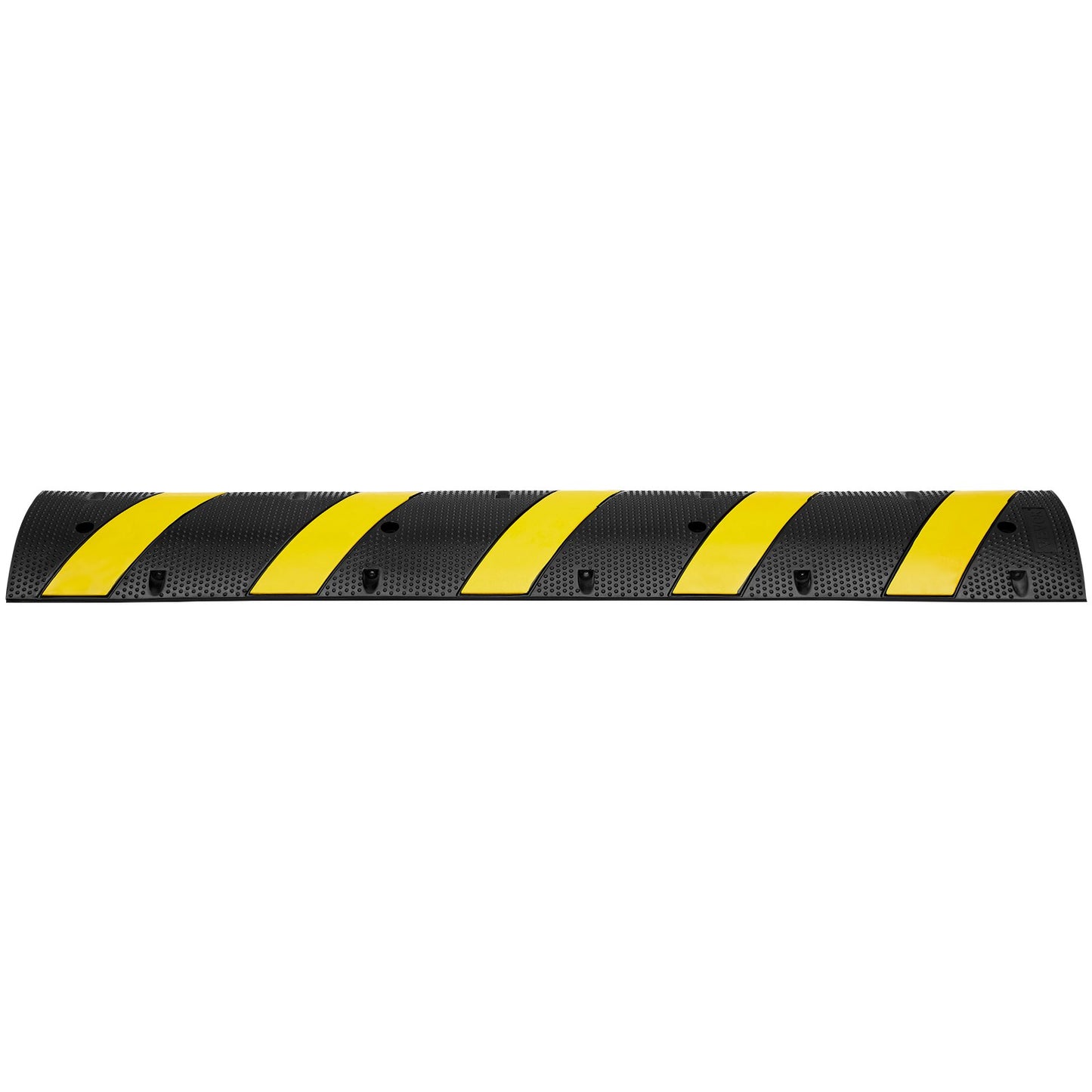 Rubber Speed Hump 183 x 30 x 4.5 cm, 2 Channel, 10000 kg Load Capacity Heavy Duty Traffic Speed Bump, with High Reflective Yellow Strip 4 Expansion Screws and 1 Drill, for Asphalt Concrete Gravel Roads