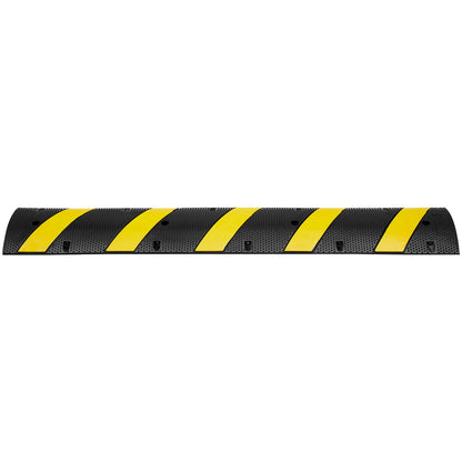 2PCs Rubber Speed Hump 183 x 30 x 4.5 cm, 2 Channel, 100000 kg Capacity Heavy Duty Traffic Speed Bump, with High Reflective Yellow Strip 8 Expansion Screws and 1 Drill, for Asphalt Concrete Gravel Roads