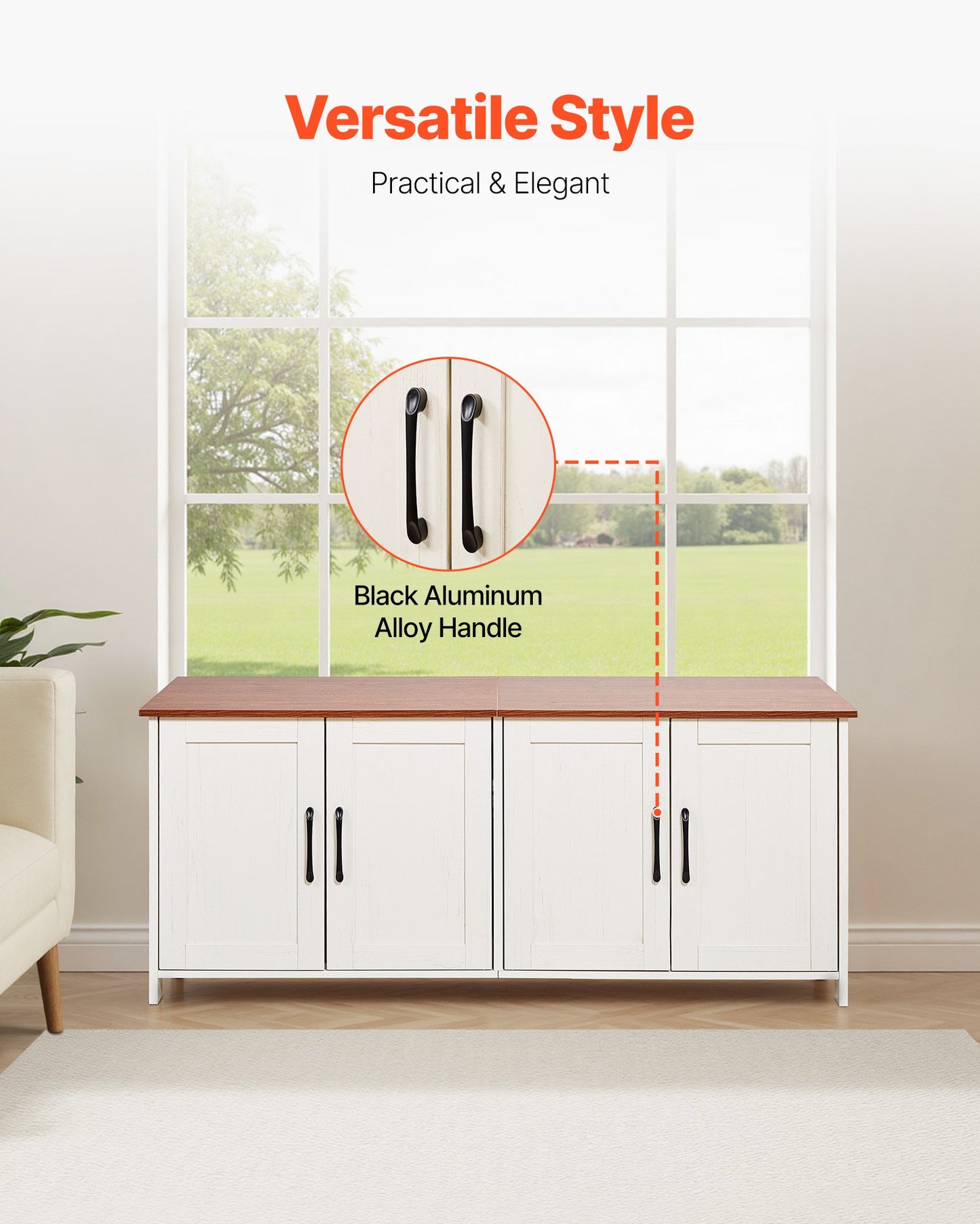 Cat Litter Box Enclosure for Multi Cats, 120 cm Hidden Litter Box Cabinet with 4 Doors & 2 Entries, Indoor Cat Washroom, Wooden Kitty House Furniture, Fit Most Litterboxes, Brown & White