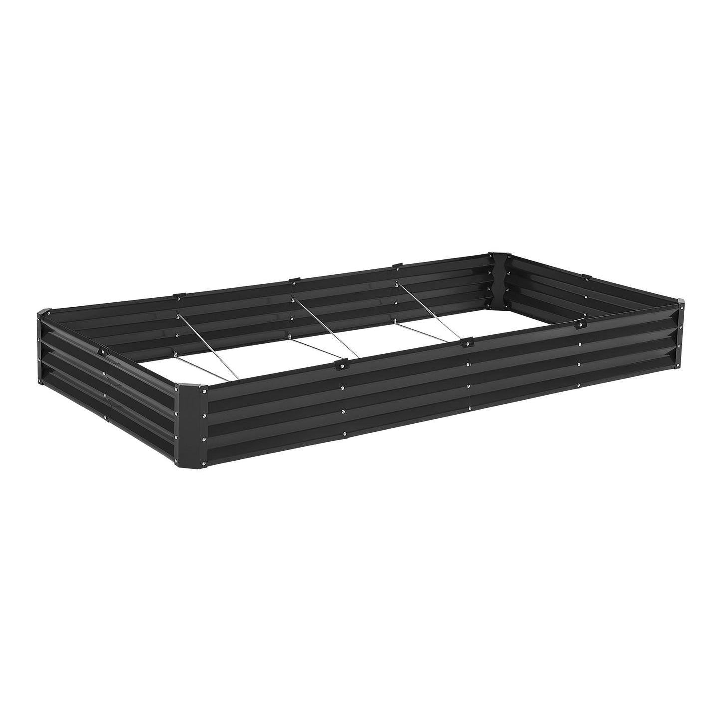 Metal Raised Garden Bed, 8 x 4 x 1 ft Outdoor Galvanized Planter Box, with Open Bottom, Large Planter Raised Bed for Gardening Vegetables, Flowers, Herbs, and Succulent Plants, Dark Gray