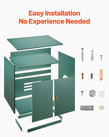 Cat Litter Box Enclosure, 80 cm Hidden Litter Box Cabinet, Wooden Indoor Cat Washroom with Ventilated Holes, Double-Door Kitty Pet House Furniture, End Side Table Fit Most Litterboxes