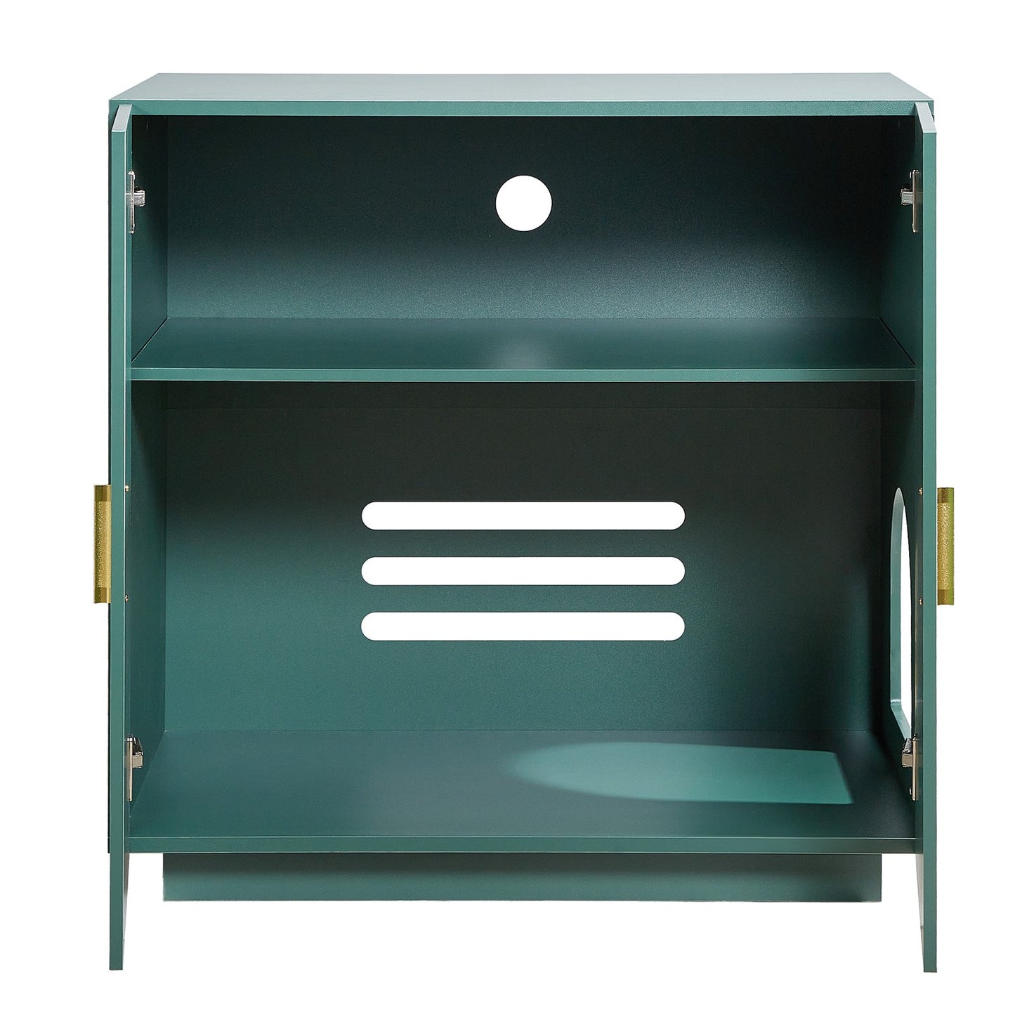 Cat Litter Box Enclosure, 80 cm Hidden Litter Box Cabinet, Wooden Indoor Cat Washroom with Ventilated Holes, Double-Door Kitty Pet House Furniture, End Side Table Fit Most Litterboxes