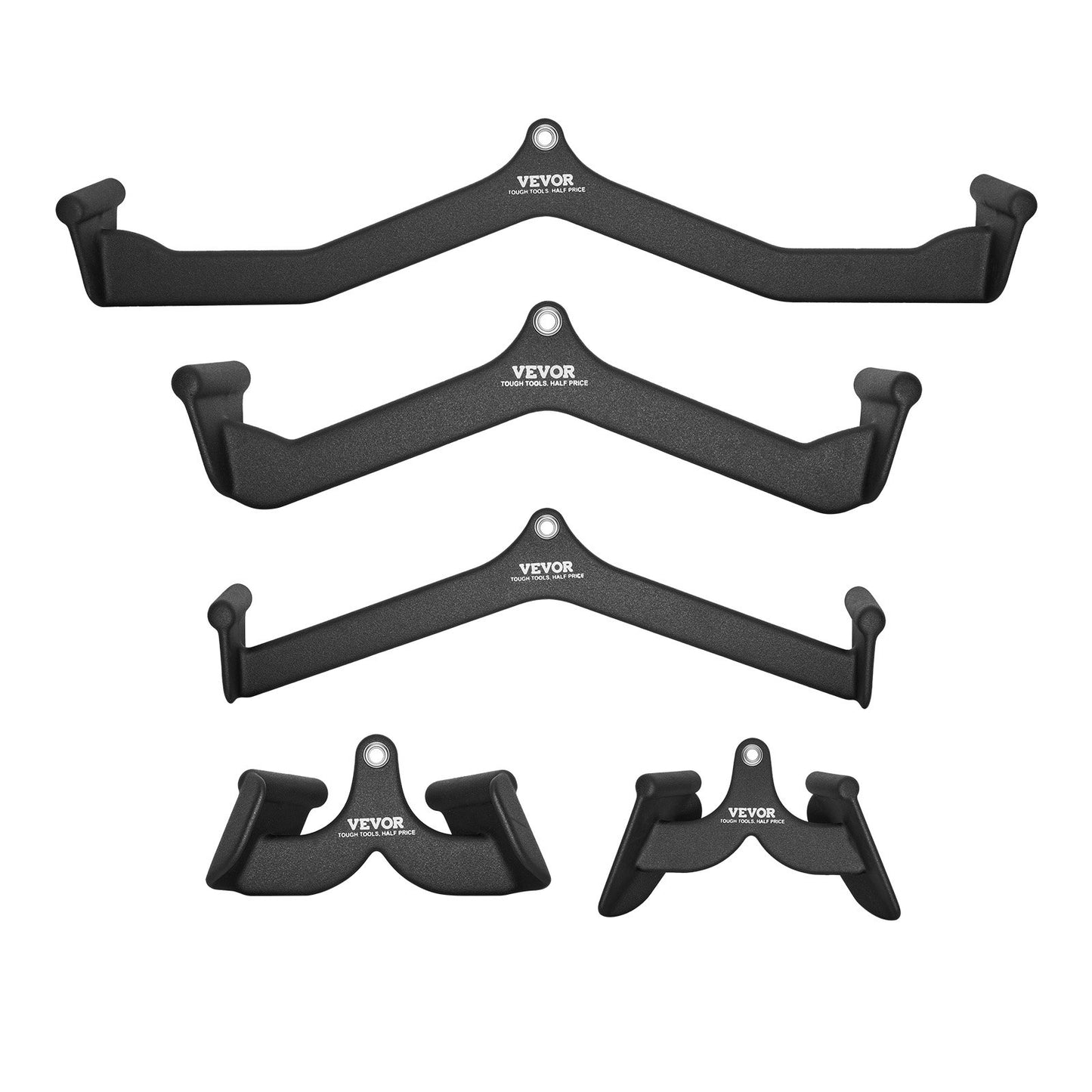 Latzug-Aufsätze, Kabelzugmaschine mit T- und V-Stange (5er-Set), Trizepszugstange, Rückentraining mit gummierten Griffen, Bizeps-Curl- und Trizepszugstange für Heimfitnessstudio