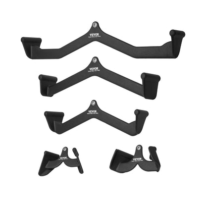 Latzug-Aufsätze, Kabelzugmaschine mit T- und V-Stange (5er-Set), Trizepszugstange, Rückentraining mit gummierten Griffen, Bizeps-Curl- und Trizepszugstange für Heimfitnessstudio